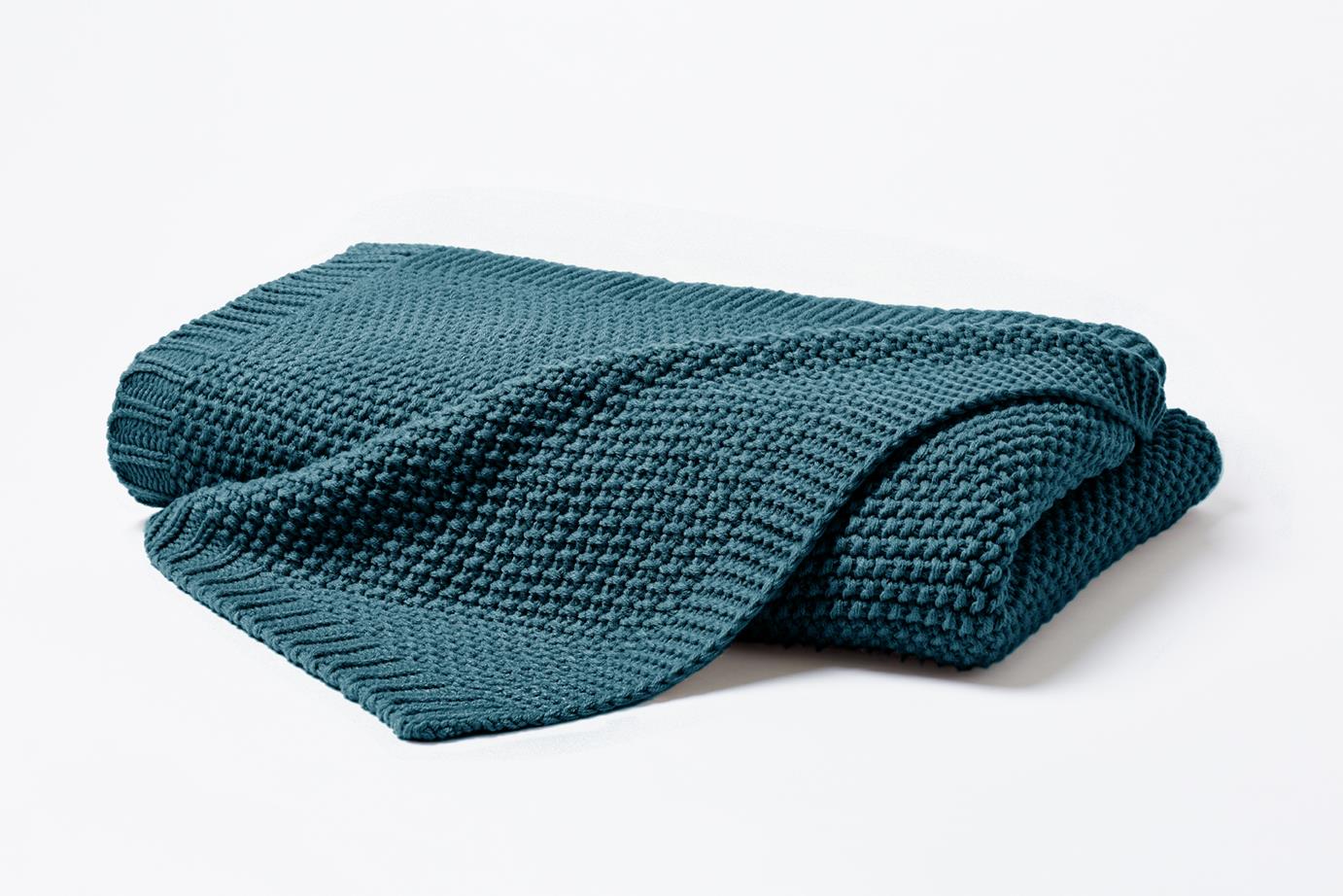 Strickdecke 130x170cm in Mehrfarbig Hahn Haustextilien Strickdecke 130x170cm in Farbe smaragd