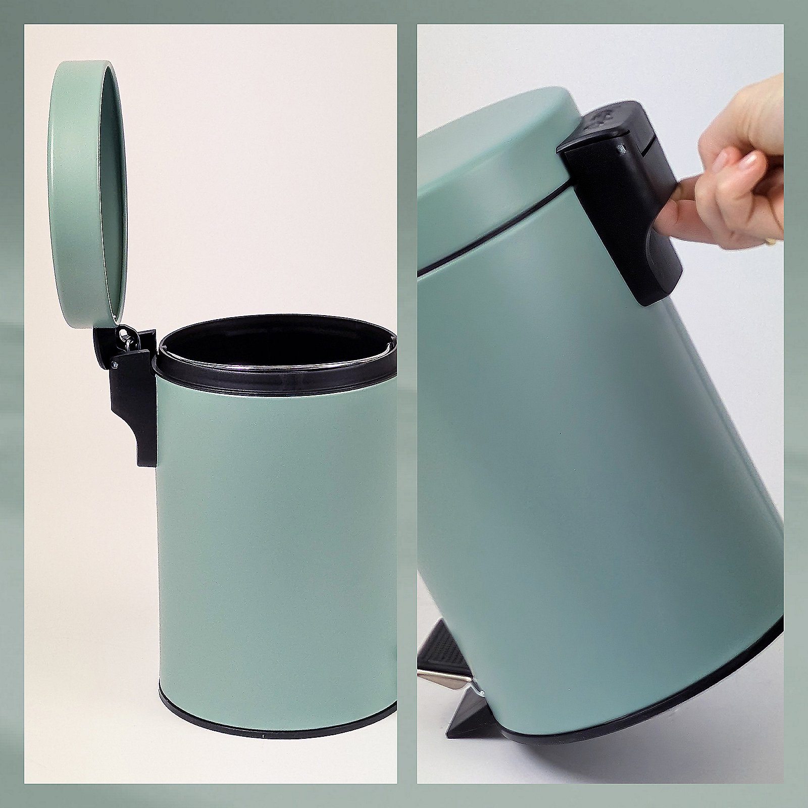 Kela Kosmetikeimer Monaco ROSE in Jadegrün matt, Zinn, Kann, Mülleimer