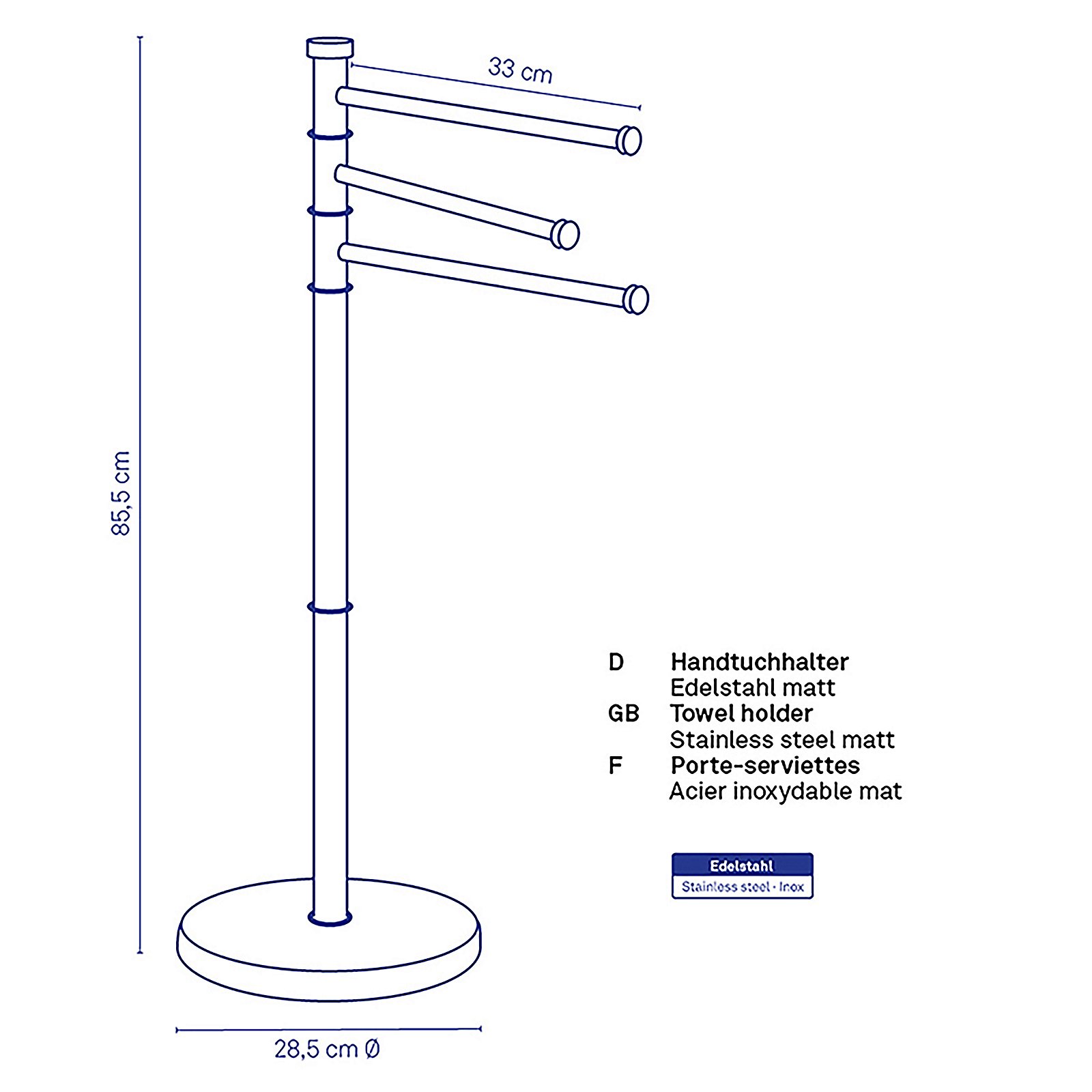Kela Handtuchhalter Swing SWING in Edelstahl silber matt 85,5cm 2, Strommast
