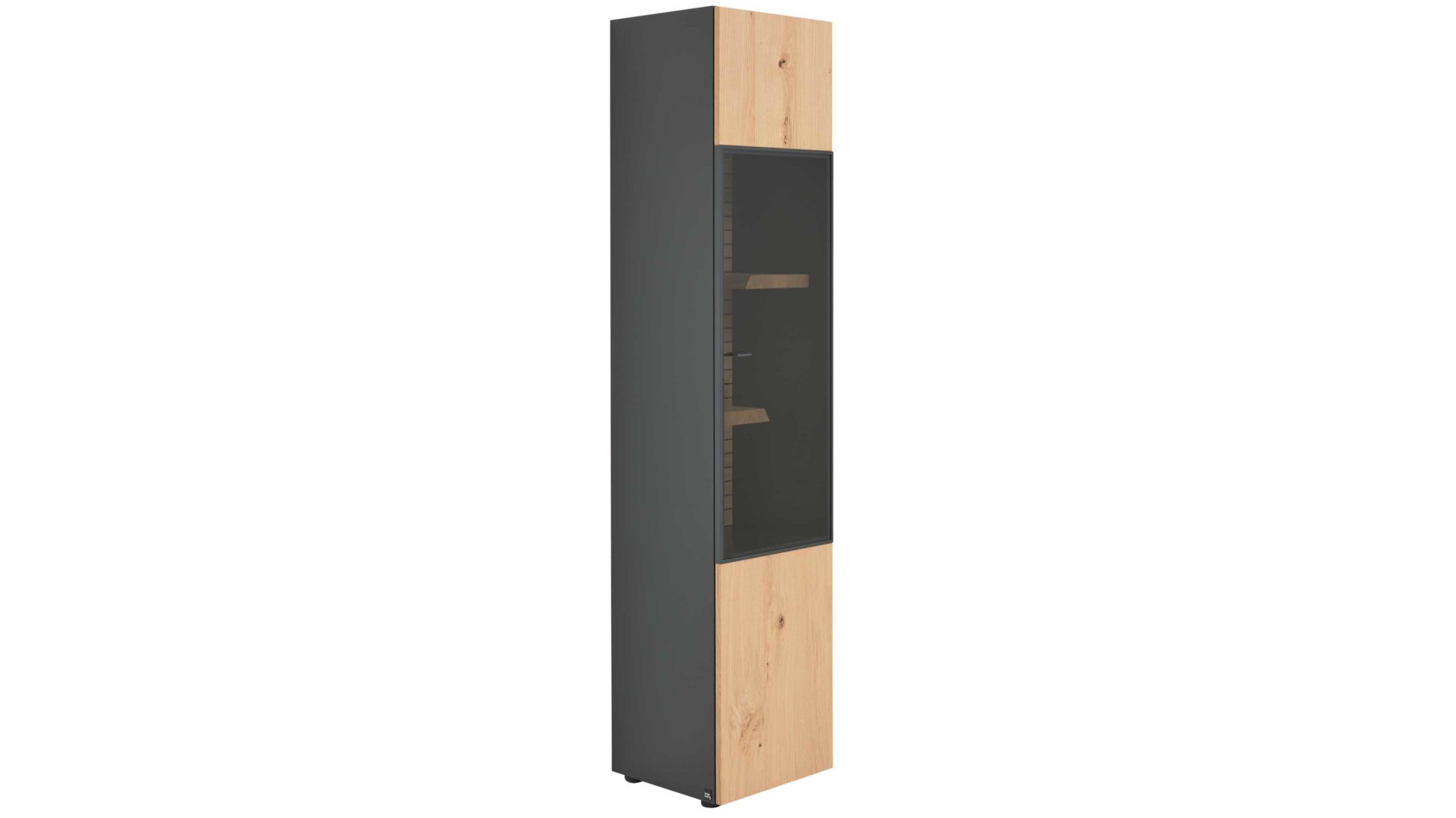 Interliving Vitrine 2108 ca. 44x204x41cm in Schiefer/Wildeiche