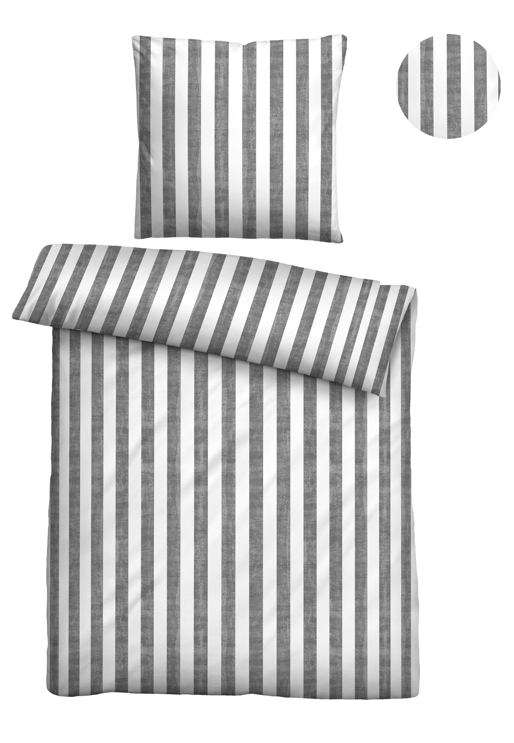 biberna SEERSUCKER-Bettwäsche ca. 155x220cm in Farbe Titanium biberna SEERSUCKER-Bettwäsche ca. 155x220cm in Farbe Titanium, Bettwäsche, Bettset, Streifen, Grau, Kissenbezug
