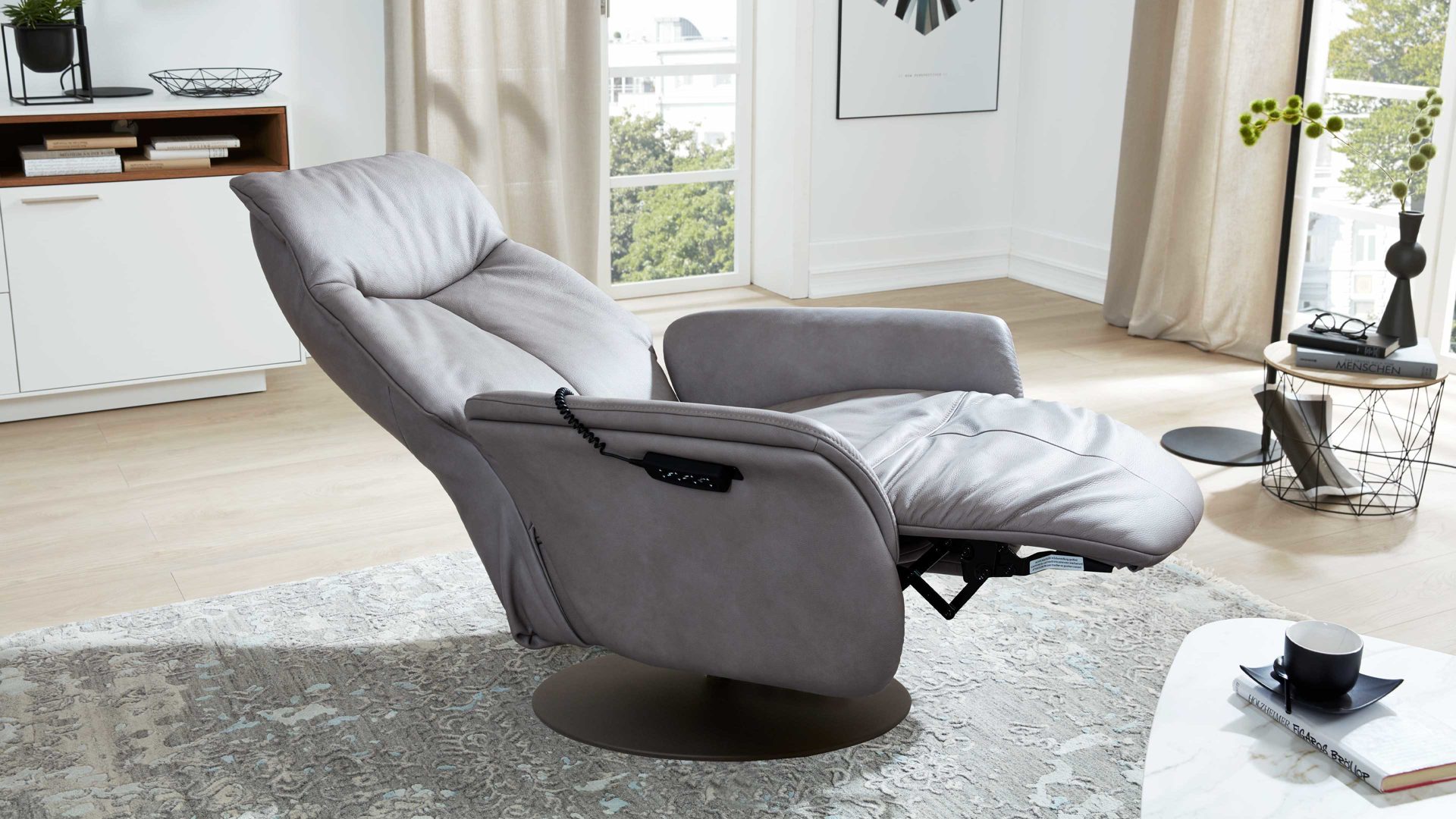 Interliving Relaxsessel INTERLIVING-4550 2-motorisch mit Aufstehhilfe in Leder Longlife rustika titan