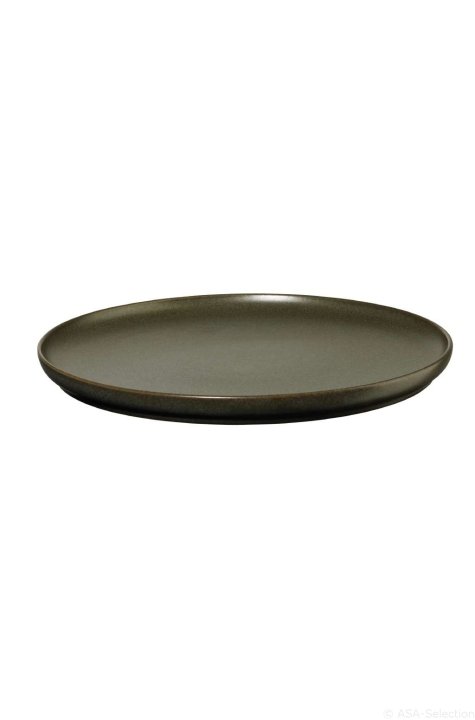 ASA Selection Dessertteller Coppa in Farbe grün, platte, tonplatte, keramik, unbelagener rand, grüngrau