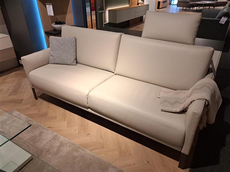 Rolf Benz Sofa Cara ca. 199cm in Leder seidengrau