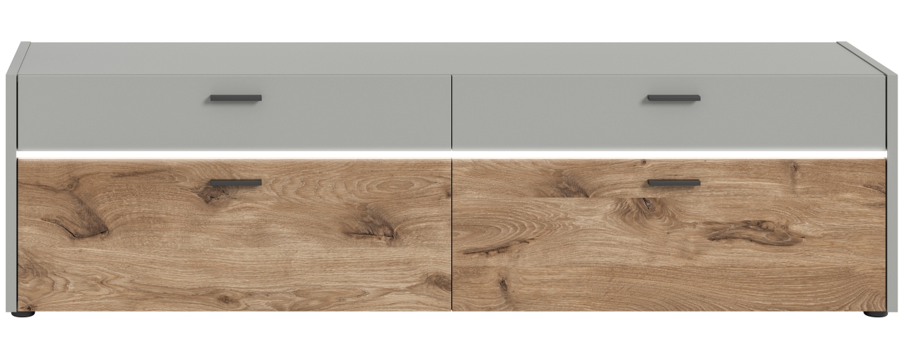 Xonox Home Lowboard CELINO in Front/Korpus hellgrau Nachbildung / Absetzung Nox Oak Nachbildung