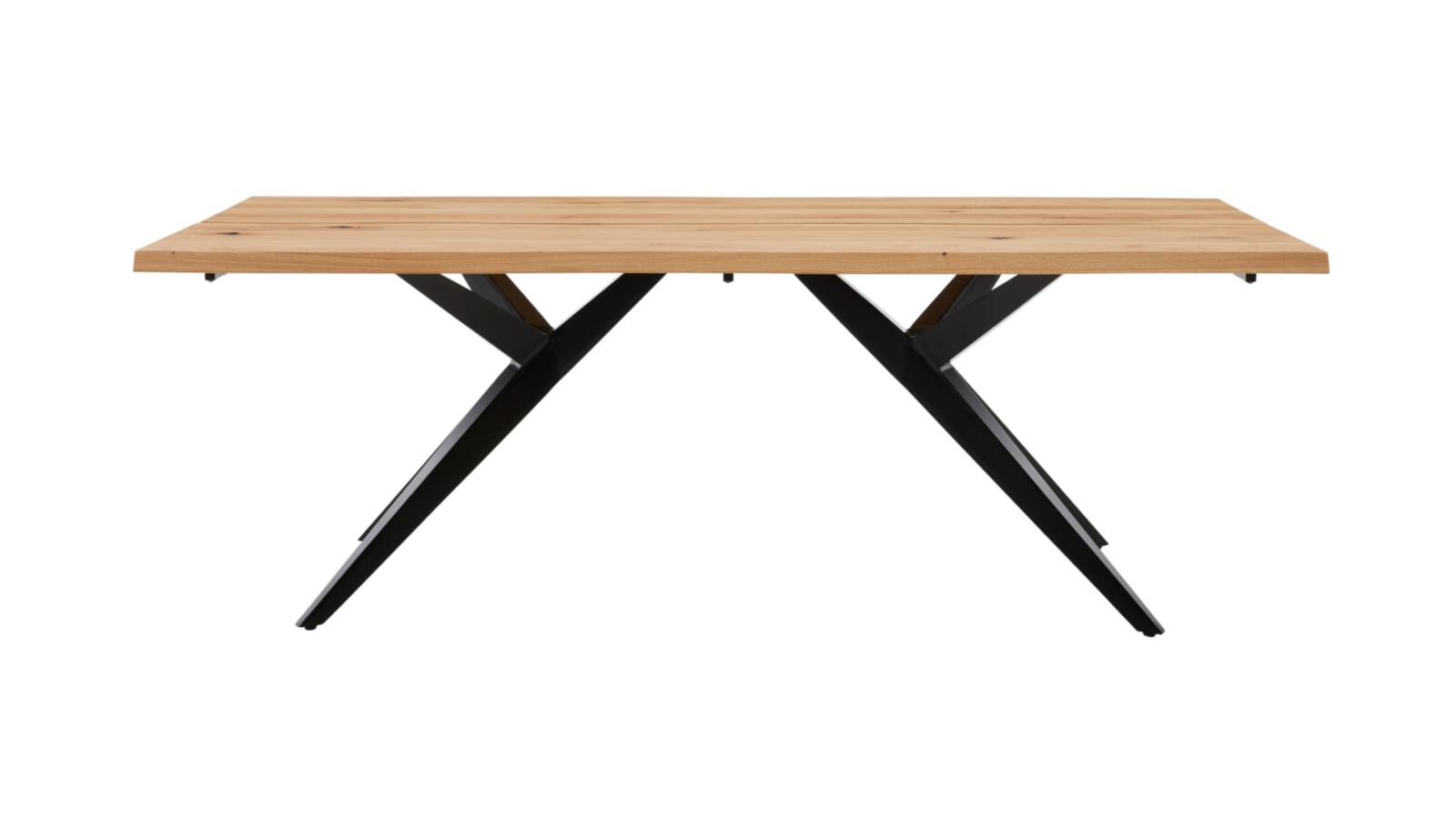 Interliving Esstisch IL 5118 in Charakter-Eiche massiv geölt, Esstisch, Holzplatte, Metallbeine, Tischplatte, Konstruktion