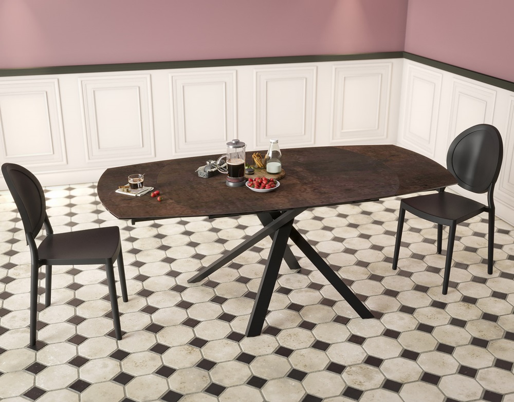 Esstisch KHEOPS in Rostbraun Akante Esstisch Kheops ca. 130 / 190 x 100 cm Keramik rostbraun