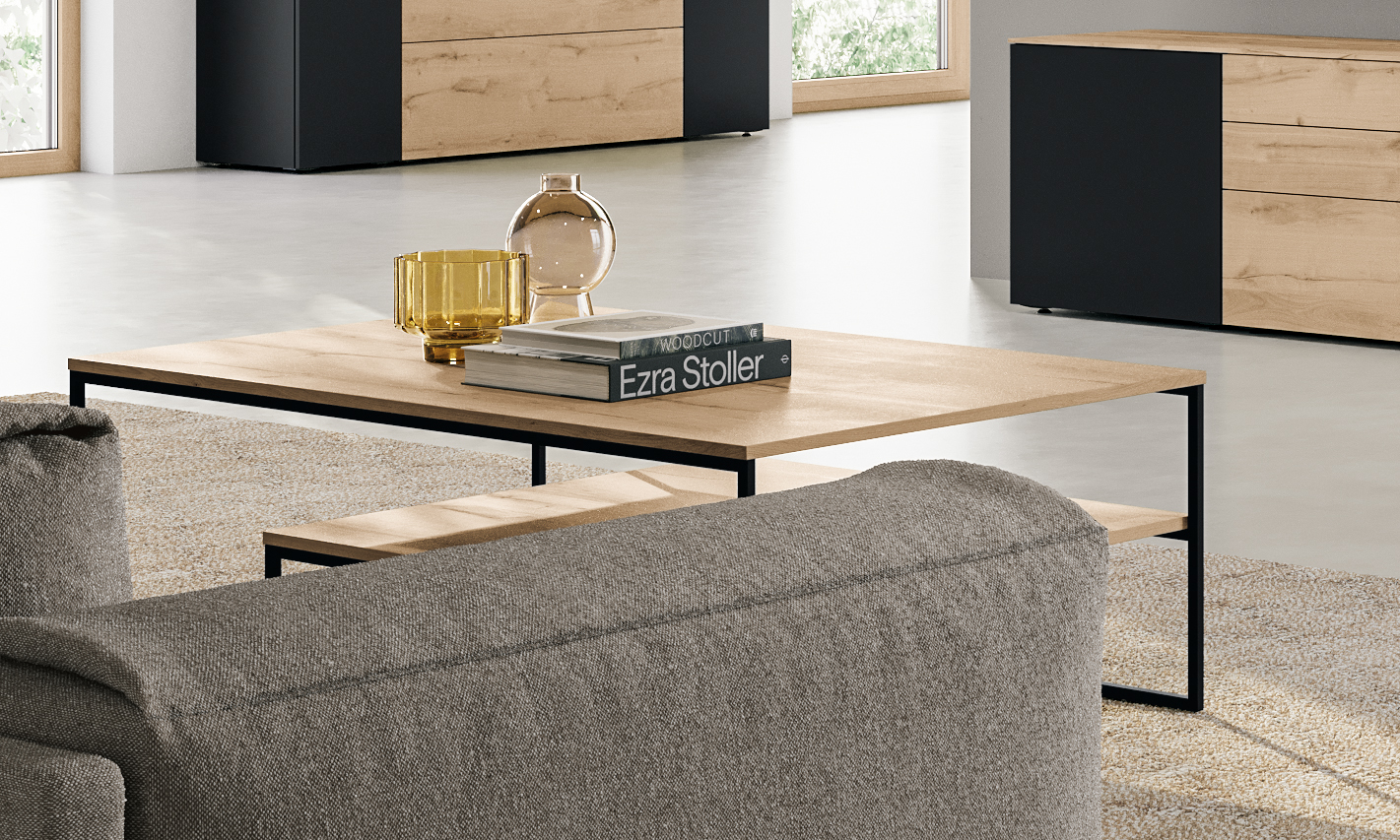 Nobilia Couchtisch 615 Laser Dakar, Couchtisch, Holzoberfläche, Metallrahmen, Wohnzimmer, Dekoration