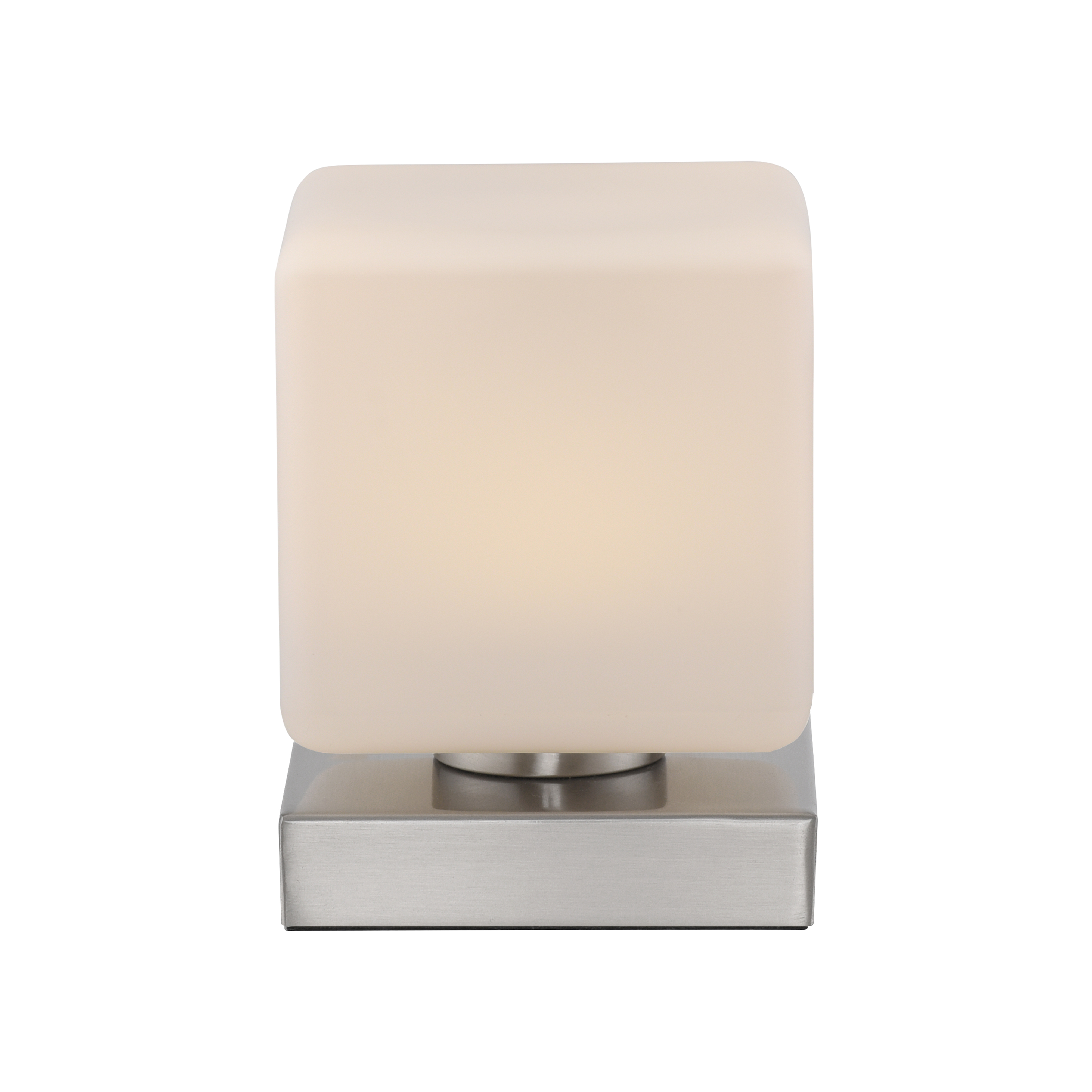 Paul Neuhaus LED-Tischleuchte DADOA 1-flammig in Farbe stahl, Tischlampe, Nachttischlampe, LED-Lampe, Glaslampe, metallischer Sockel