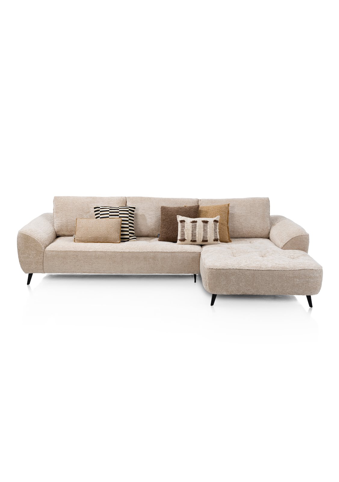 Henders & Hazel Polstergruppe BELLUNO in Derby beige Henders & Hazel Polstergruppe BELLUNO in Derby beige, Ecksofa, Beige, Samt, Schlaffunktion, Kissen