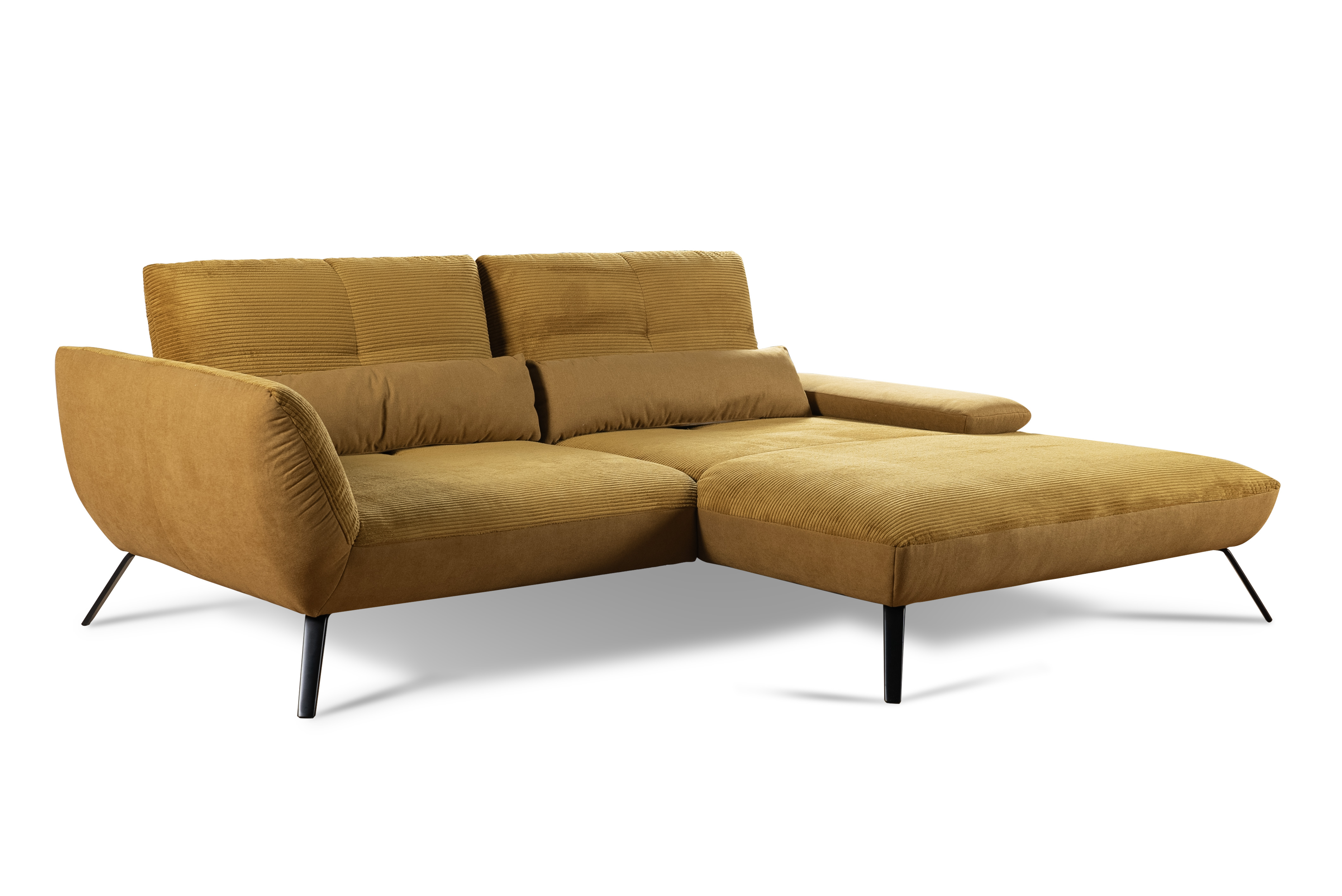 Poco Polstergruppe DOVER PLUS in LINCOLN / Lincoln mustard 01, Sofa, Ecksofa, Samtbezug, Beige, Metallbeine