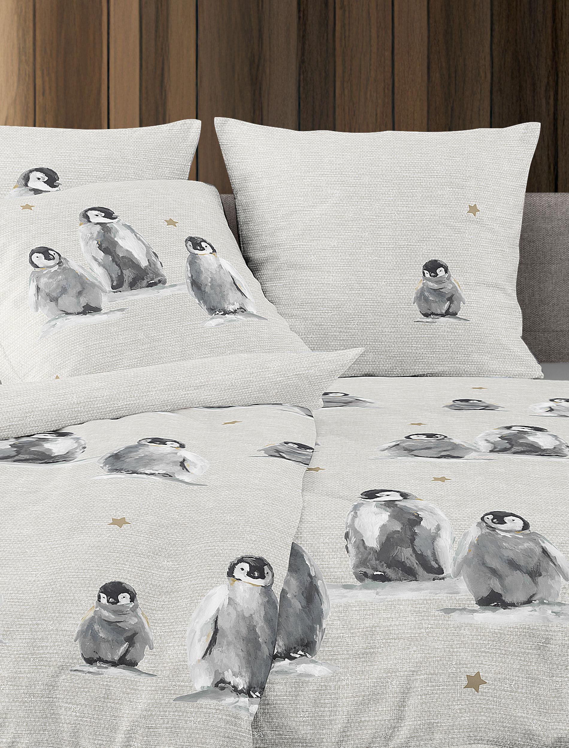 Irisette Feinbiber Bettwäsche PANDA ca. 155x220cm in Farbe natur