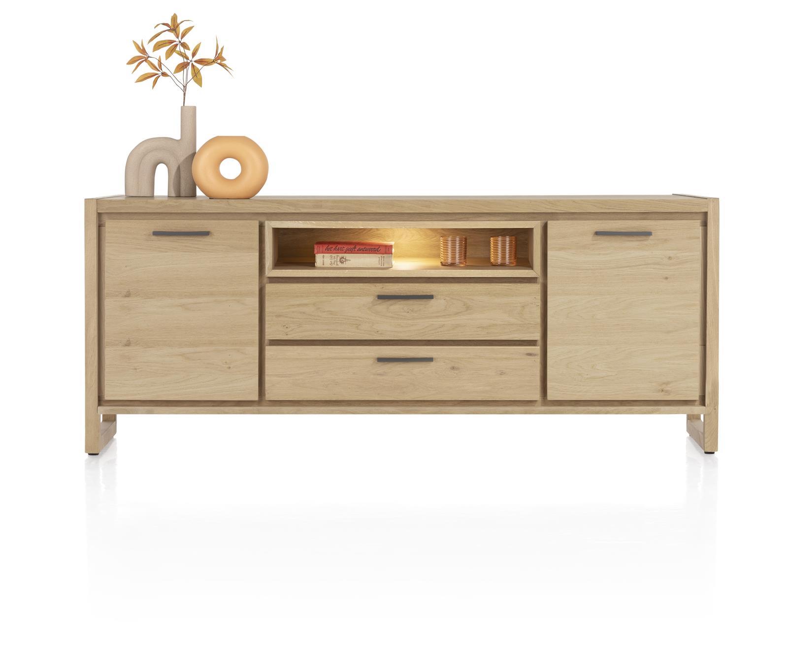 Henders & Hazel Sideboard NYSTEAD ca. B180 H80 T42 cm in Eiche furniert mit Platinlack Henders & Hazel Sideboard NYSTEAD ca. B180 H80 T42 cm in Eiche furniert mit Platinlack