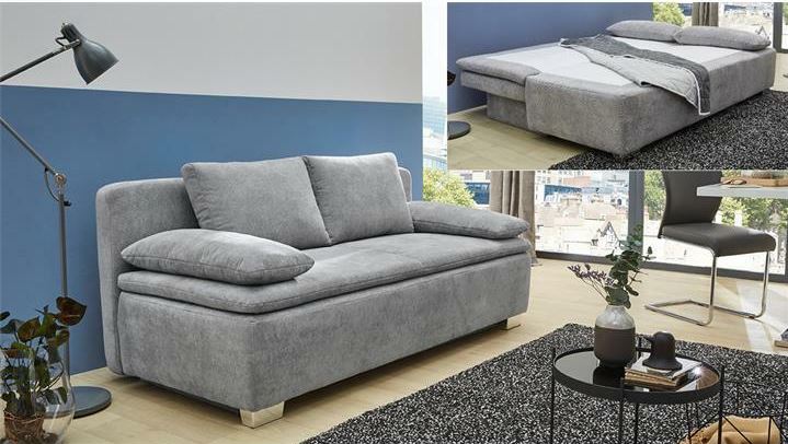 JOB Schlafsofa in Stoff Microfaser hellgrau