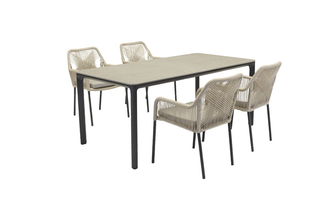 L.C. Wholesaler Armlehnstuhl STILO in Farbe Rope natur, Esstisch, Mobiliar, Tabelle, Esszimmer, Stuhl