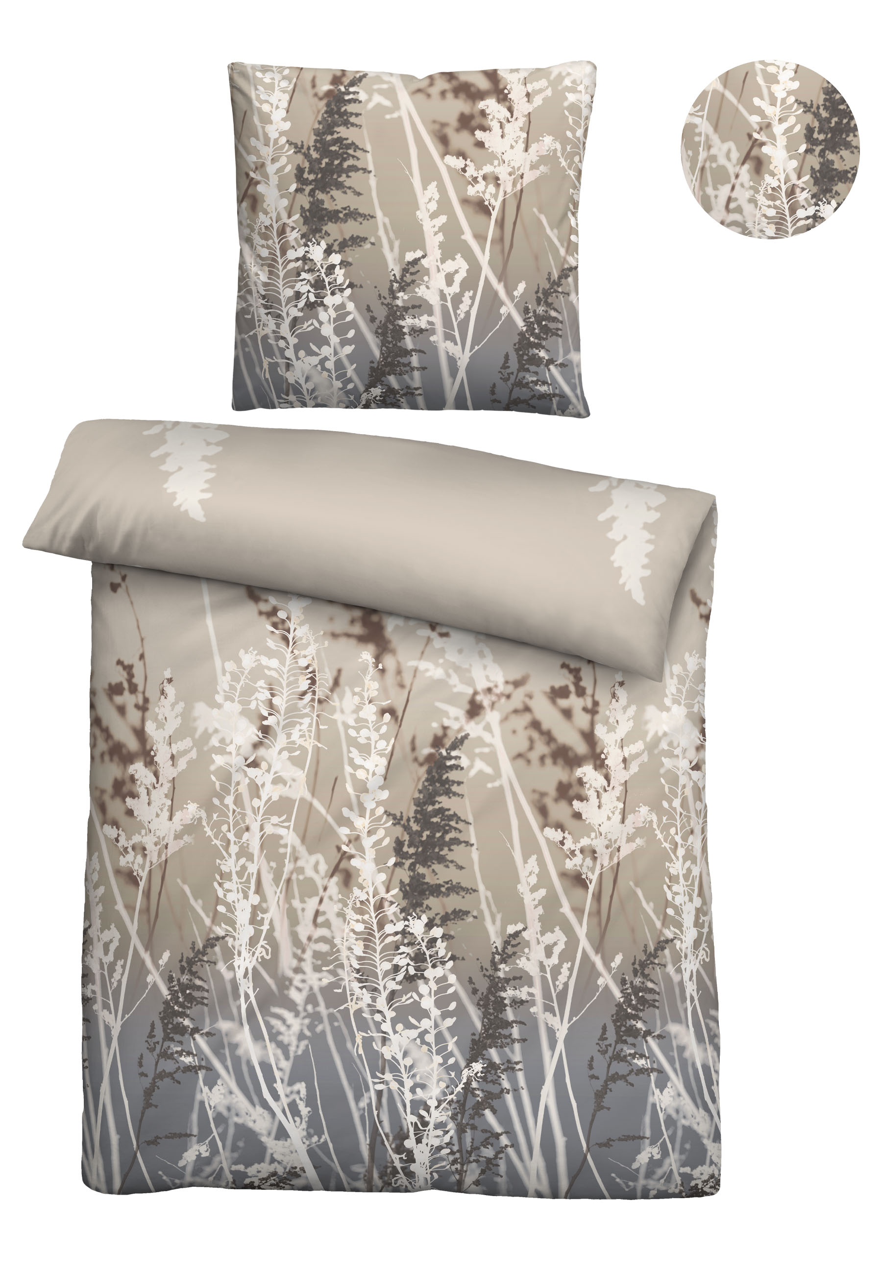 Biberna BIBER-Bettwäsche ca. 155x220cm in Farbe Taupe, Kissen, Dekoration für Zuhause, Mobiliar, Bett