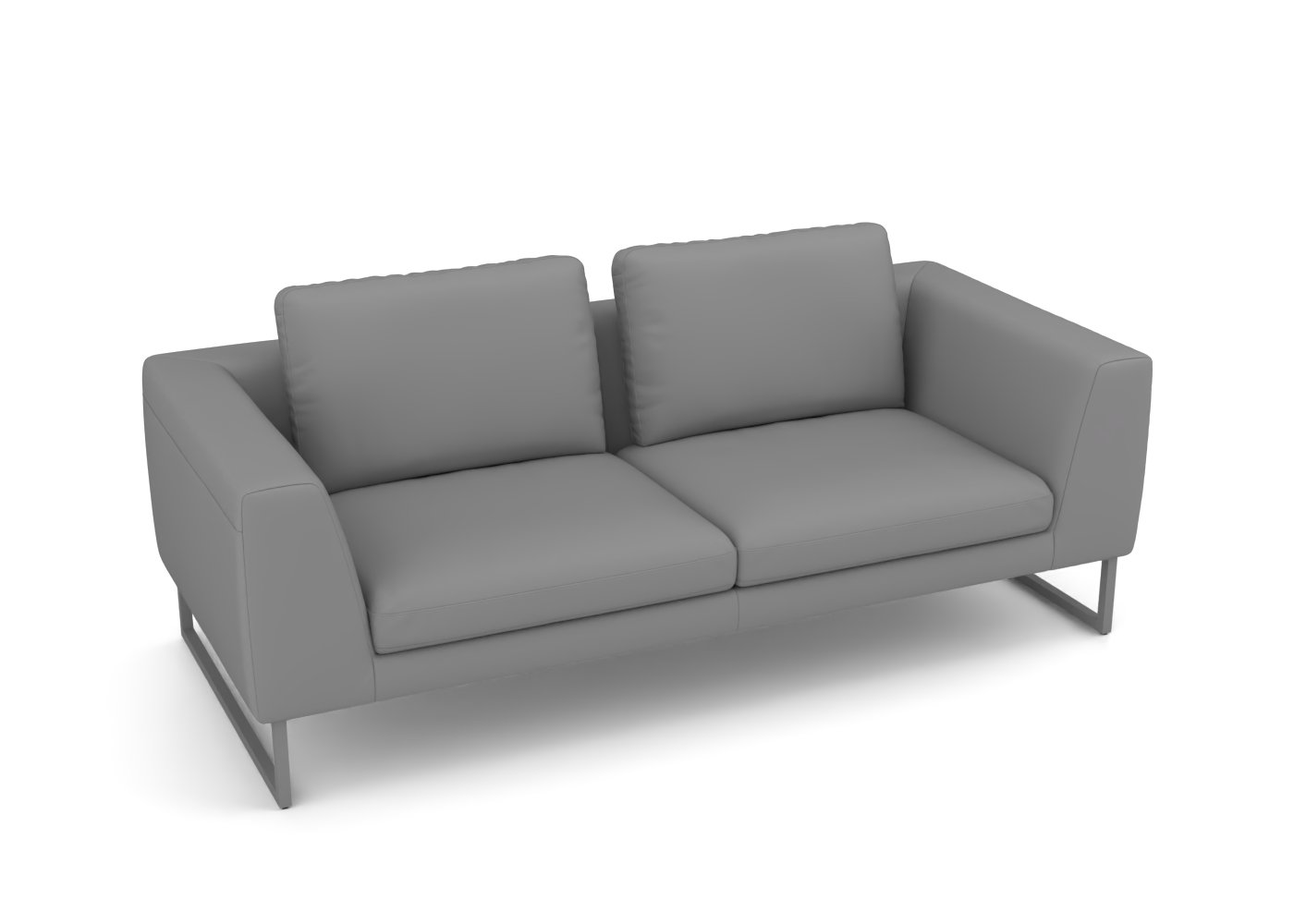 Zweisitzer-Sofa, Grau, Gepolstert, Metallbeine