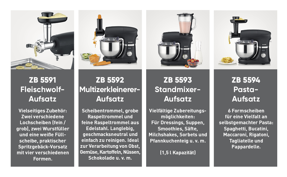 Severin Küchenmaschine KM 3897 in Edelstahl / Matt-Schwarz