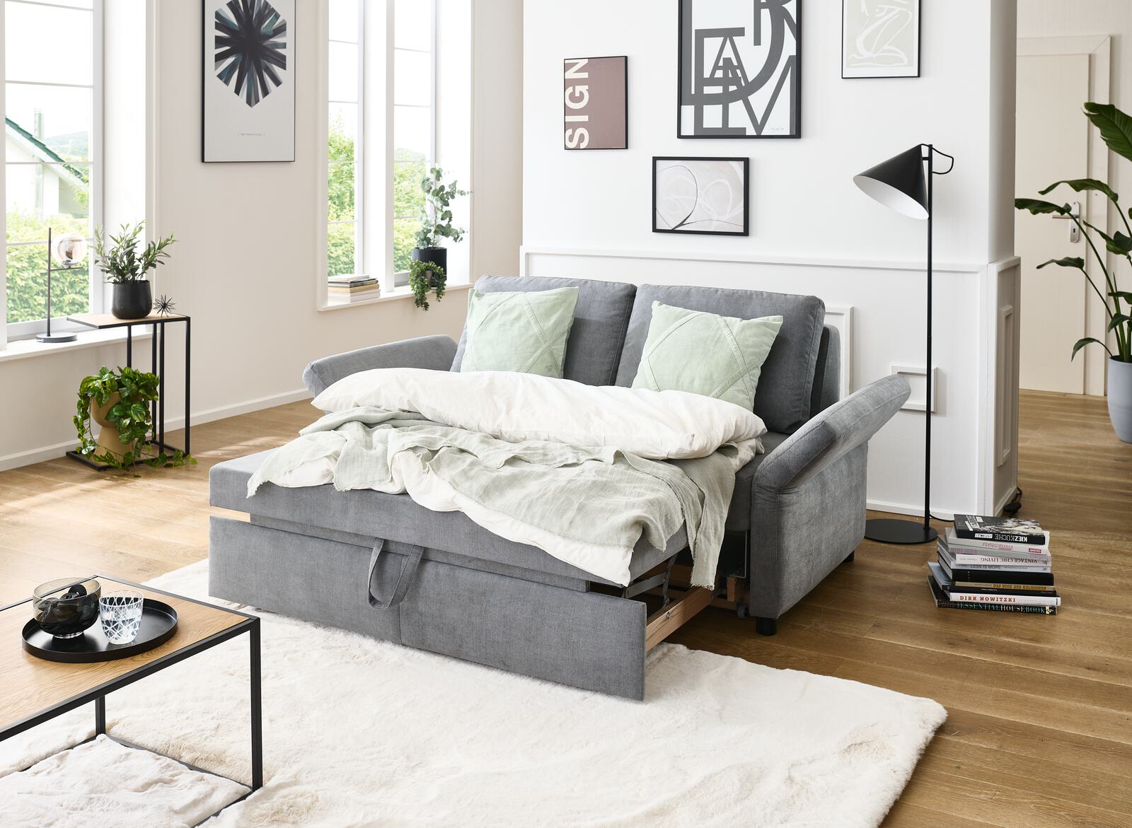 Schlafsofa WESTPOINT ca. B196 H90 T95 cm in Stoff Lothar grau 39
