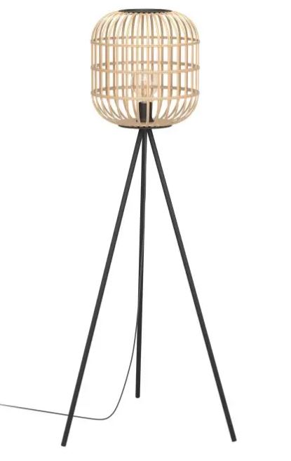 Eglo Leuchten Stehleuchte BORDESLEY in Stahl schwarz, Holz natur Eglo Leuchten Stehleuchte BORDESLEY in Stahl schwarz, Holz natur, Lampe, Stativ