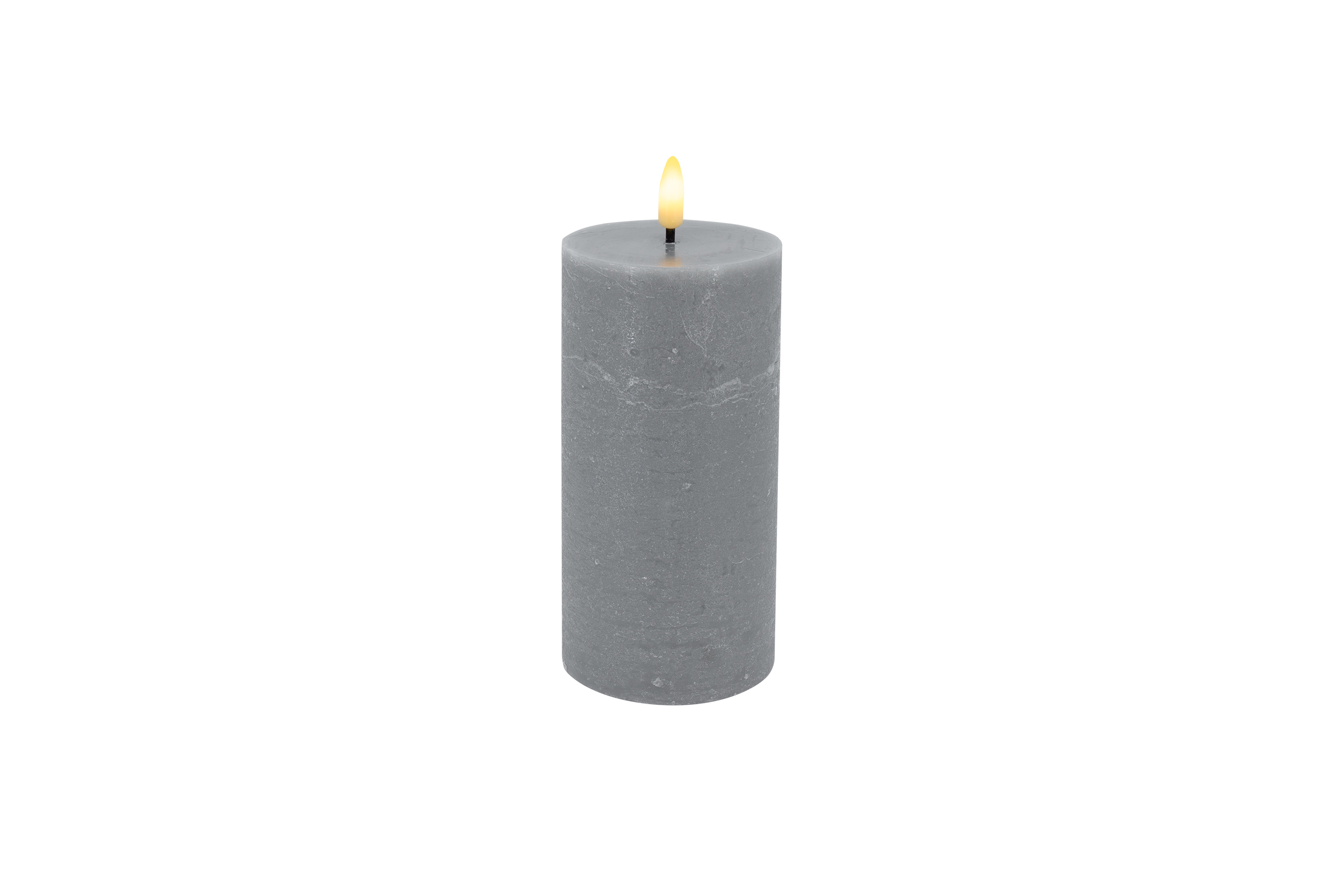 L.C. Wholesaler LED-Stumpenkerze BASIC ca. Ø 7,5, H 15cm in grey rustic, 7.5x15cm