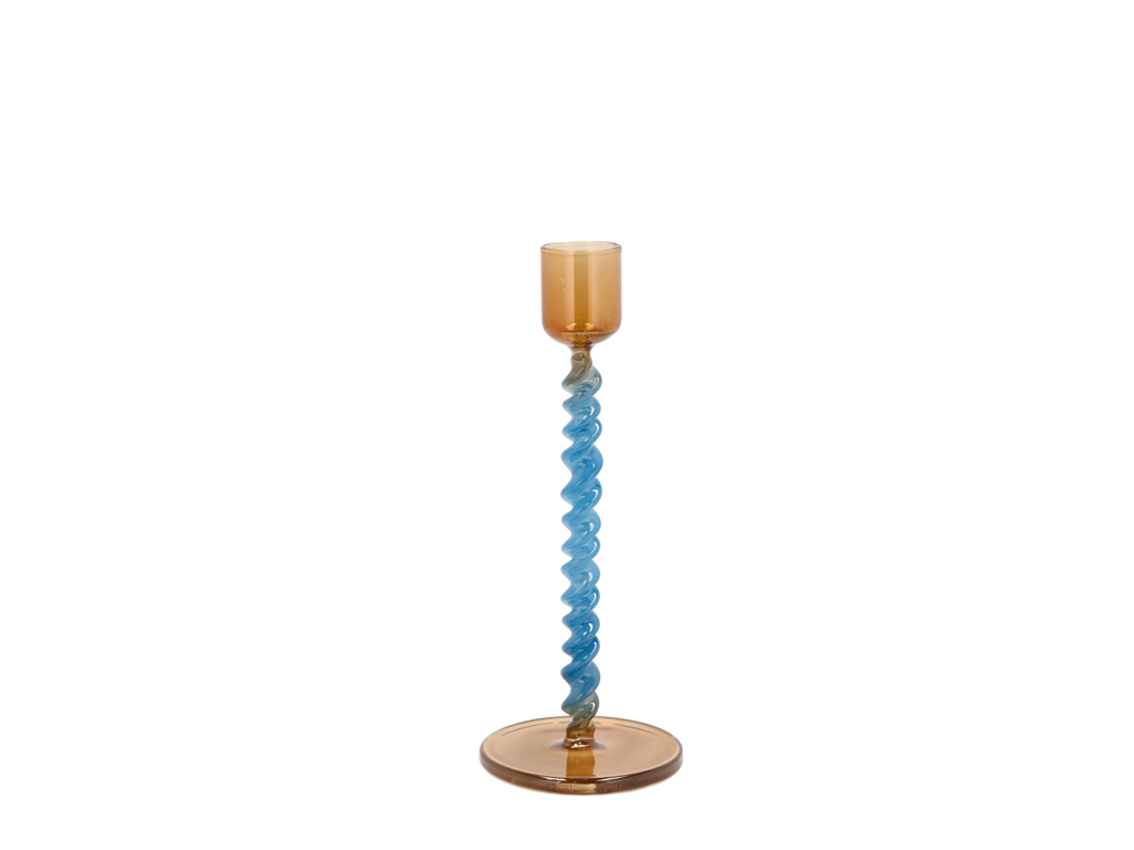 Villa Collection Glaskerzenhalter 7,4 cm in Farbe blau/amber