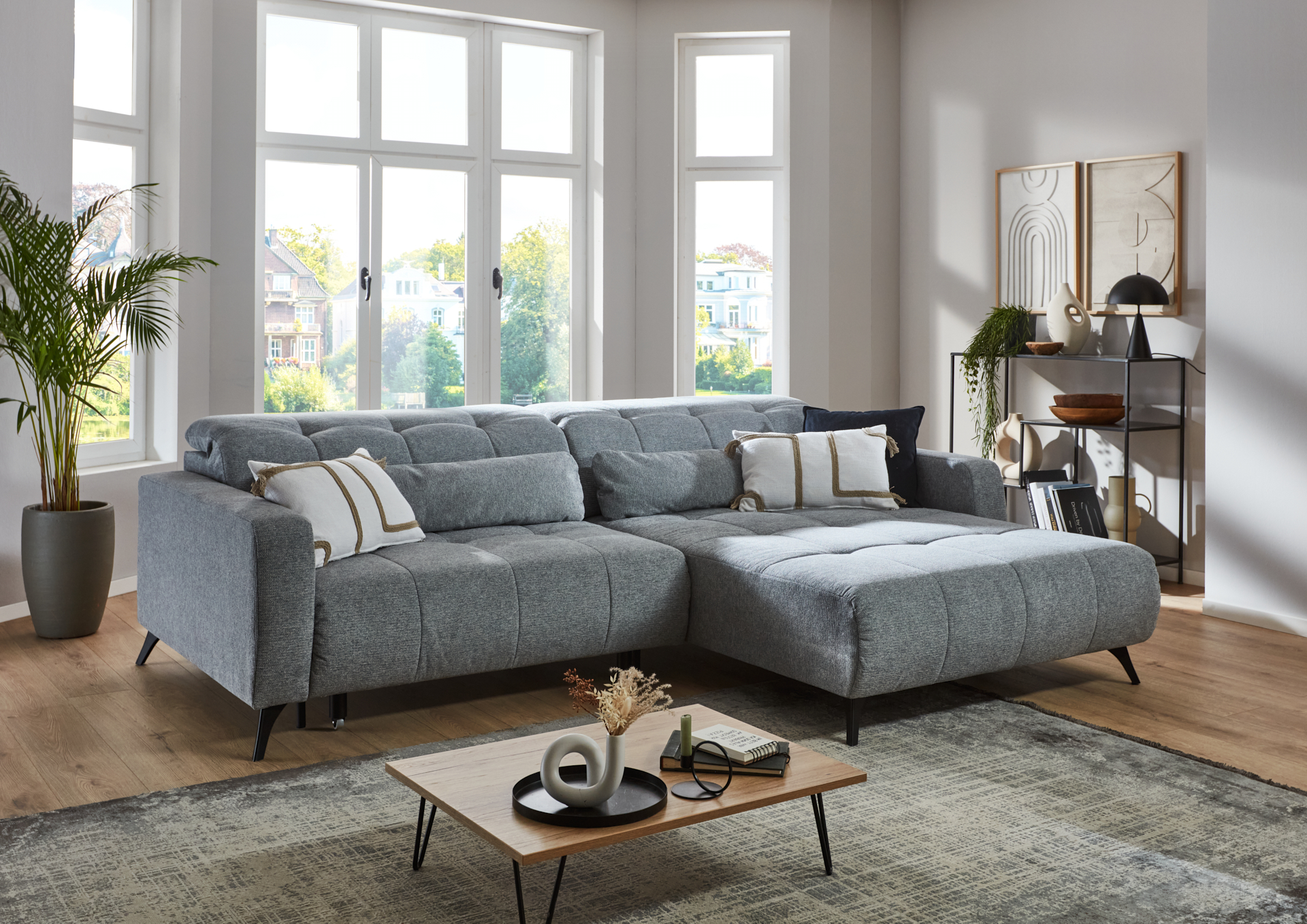Polstergruppe NIL ca. 140x240cm in Farbe Arragon hellgrau, Ecksofa, Grau, Wohnzimmer, Stoffsofa, Chaiselongue