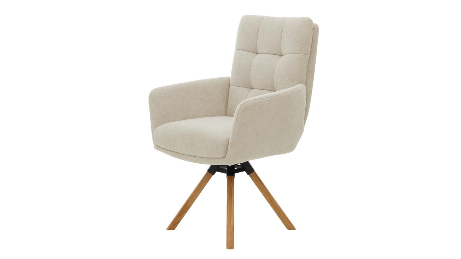 Interliving Armlehnenstuhl INTERLIVING-5116 in Stoff Cyber natural cremeweiß, Sessel, Pouf, Beige, Bezugstextil, Holzfußbasis