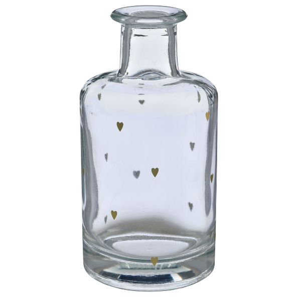 Flaschenvase 4425517-39 in Gold Flaschenvase 4425517-39 in Gold, Glasflasche, Kleines Muster, Klare Glasware, Herz Muster, Dekorative Flasche