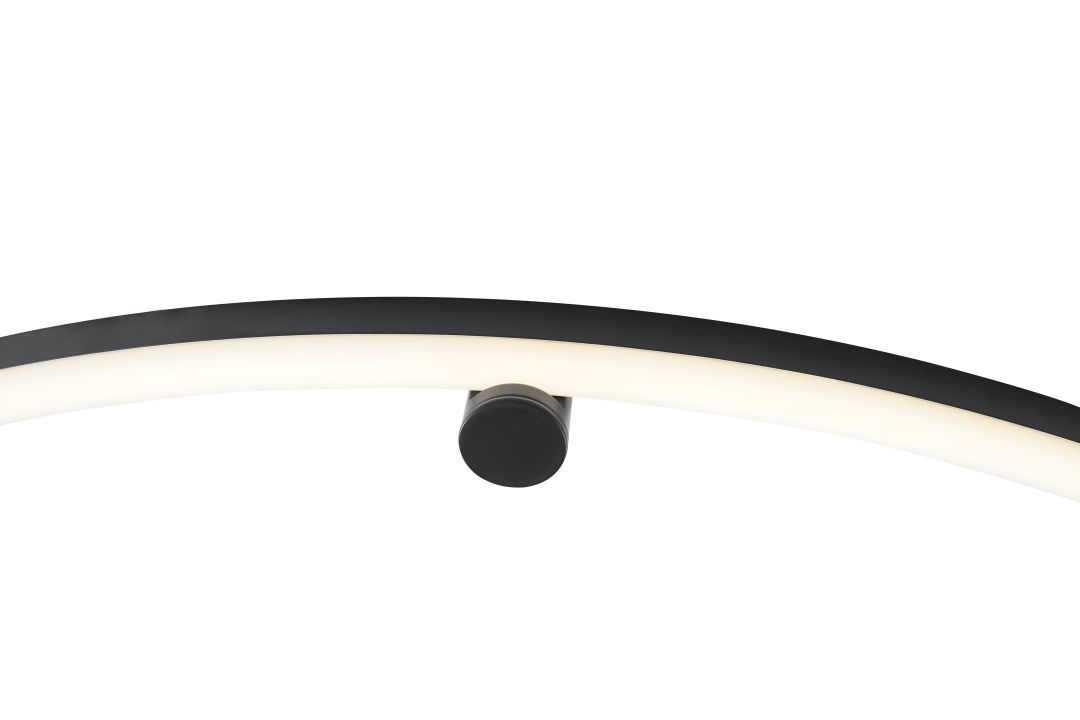 Global Technics LED-Wandleuchte SCOPELLO 1-flammig in Farbe schwarz, ring, gekrümmte leuchte, LED-streifen, schwarzer achse, runder knopf