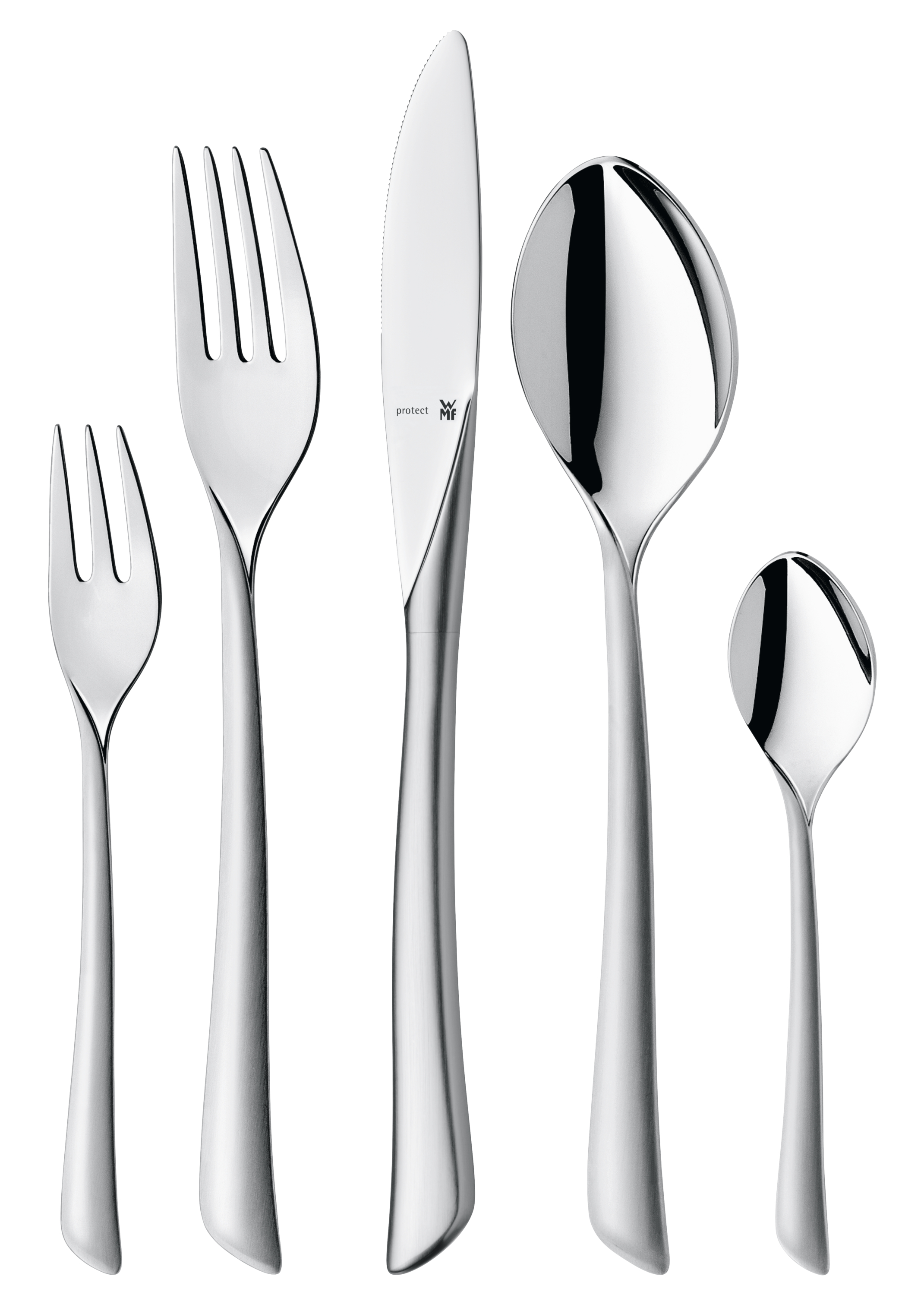 WMF Virginia Besteck-Set, 30-teilig, Cromargan protect® in Edelstahl matt, Besteck, Gabel, Messer, Löffel, Rostfrei
