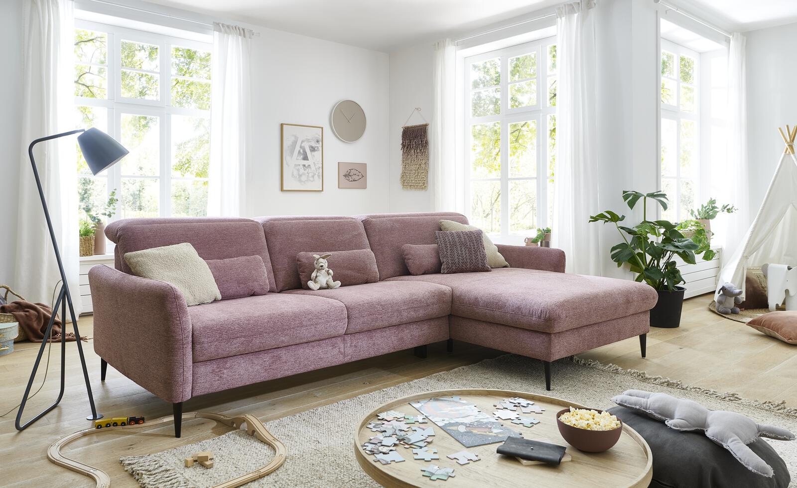 Modulmaster Ecksofa ca. 244x194cm in Stoff Famosa wine