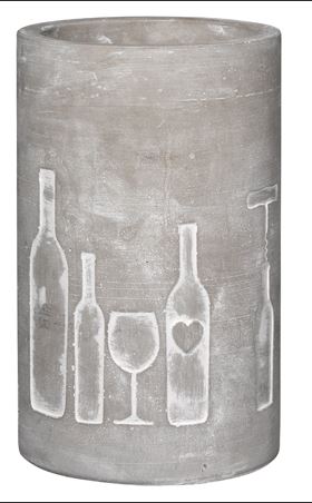 Weinkühler Flaschen in Farbe grau, Kerzenhalter, Stehkerze, Betonoptik, Weinflasche, Glasfigur