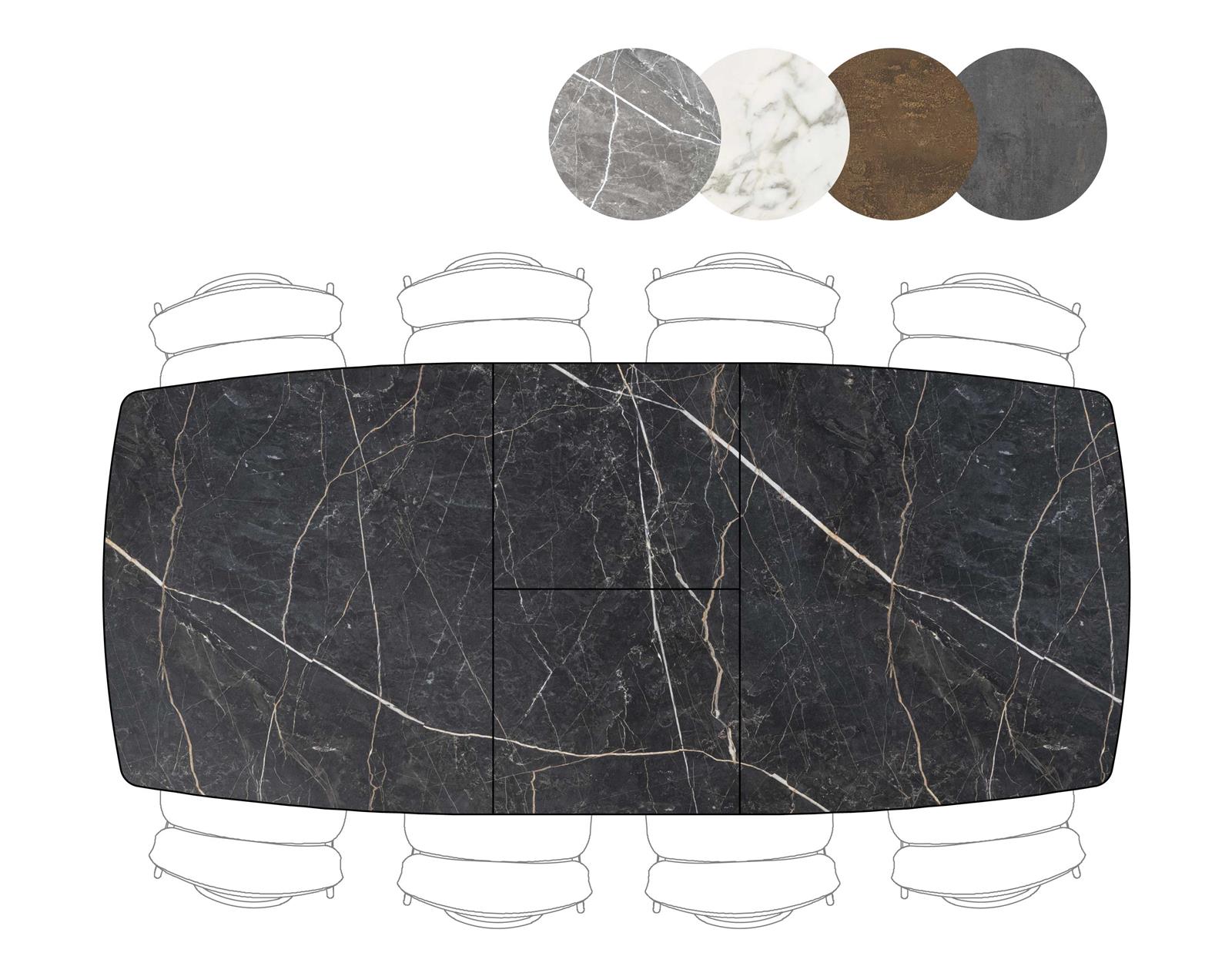 Henders & Hazel Ausziehtisch PALACE ca. B110 H77 T190 cm in Platte Marmoroptik onyx