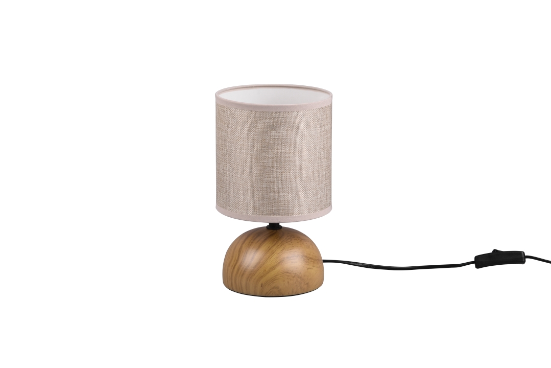 Reality Tischleuchte LUCI 1-flammig in Farbe Holznachbildung, Schirm Stoff beige Reality Leuchten Tischleuchte LUCI in Holznachbildung, Schirm Stoff beige