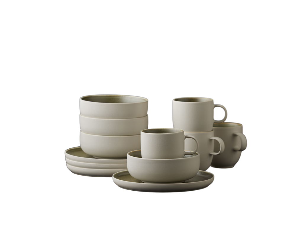 F&H Brunch-Set STUDIO ROUND NORTH in Farbe Matte white/Matte moss