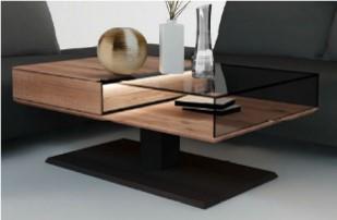 Couchtisch KILVA ca. B70 H49 cm in Kernesche gebürstet Couchtisch KILVA ca. B70 H49 cm in Kernesche gebürstet, Couchtisch, Holz, dunkelbraun, glasplatte, Moderne