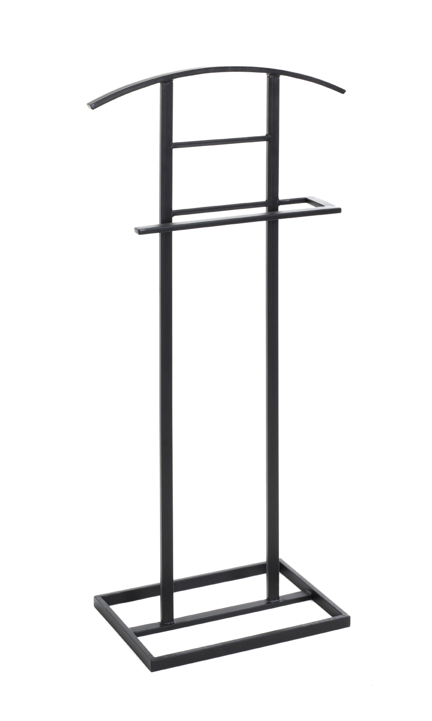 Herrendiener LEEDS 7 in Farbe Schwarz Herrendiener in Schwarz, Kleiderhakenhalter, Kleiderständer, Metallhaken, Gebogene-Arm, Rahmenständer
