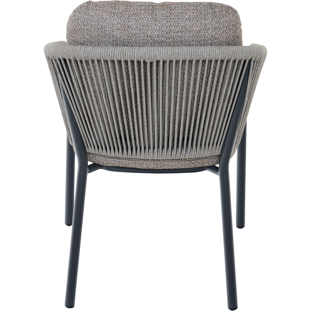 Stapelsessel MERANO in Farbe Aluminium anthrazit/Kissen aus Polyester in taupe braun , Stuhl, Mobiliar, Kissen, Dekoration für Zuhause