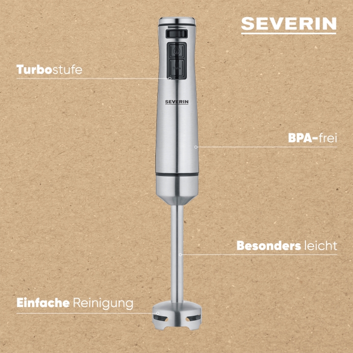 Severin Stabmixer SM 3773 in Edelstahl gebürstet/schwarz