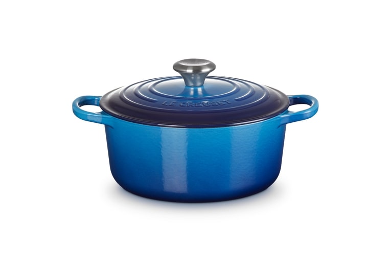 Le Creuset Bräter Sig 24cm in Farbe Azure Le Creuset Bräter Sig 24cm Azure Rund