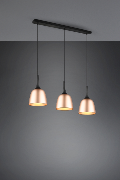 Trio Pendelleuchte CHIRON 3-flammig in Farbe Messing matt, Schirm Aluminium Messing matt Trio Pendelleuchte CHIRON in Messing matt, Schirm Aluminium Messing matt