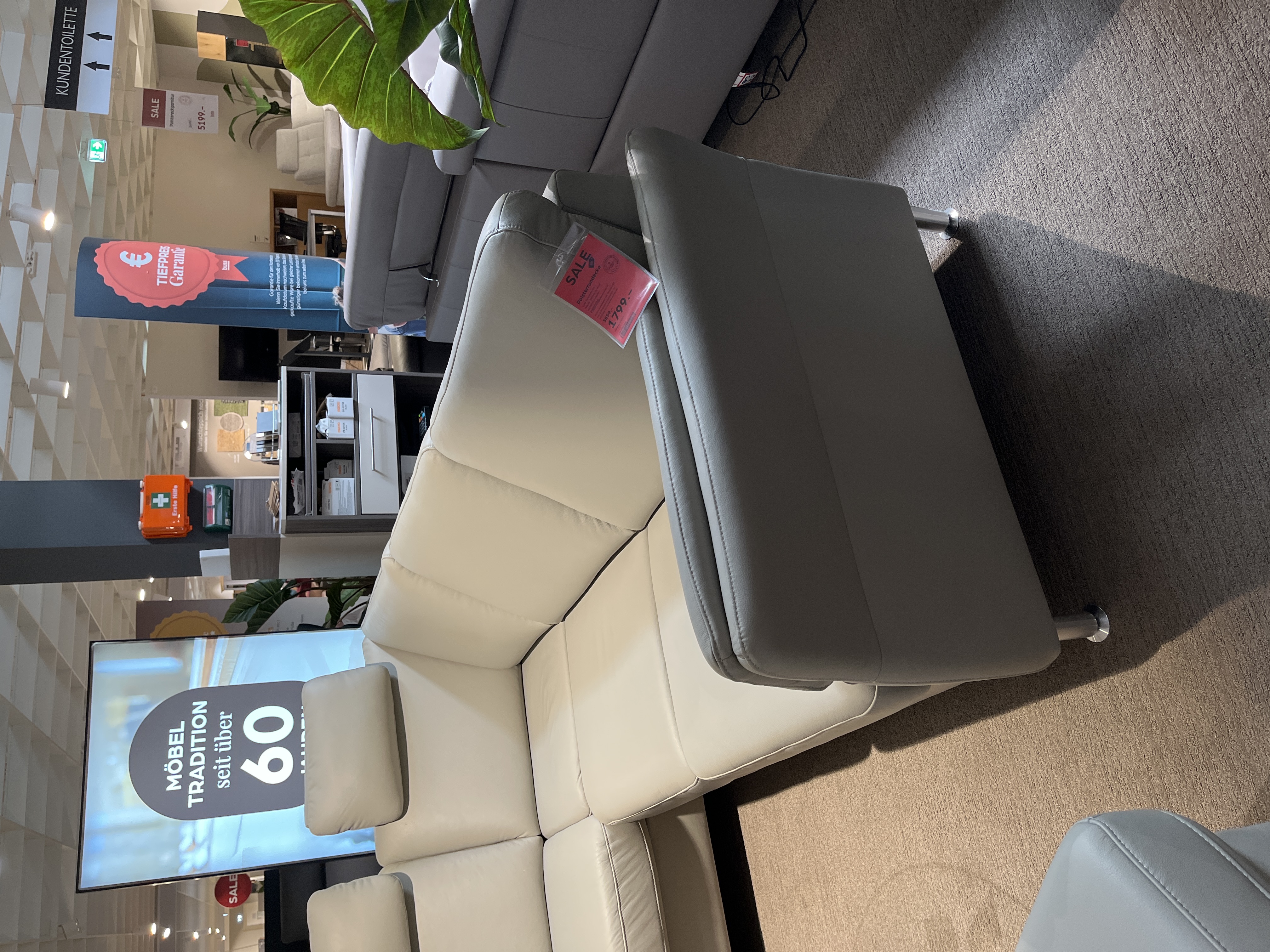 Polsterrundecke in mint, Sofa, Ecksofa, Leder, Grau, Sitzgruppe
