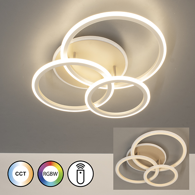 Fischer & Honsel LED-Deckenleuchte GELDER 1-flammig in Farbe Metall dark-greige/Acryl satiniert, decke, lampe, ringlampe, LED, kreise