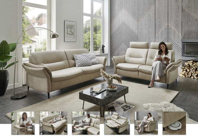 Hukla Polstergarnitur HU_SF24080 in Leder Doppio noce Pg.63 Hukla Polstergarnitur HU_SF24080 in Leder Doppio noce Pg.63, Moebel, Wohnzimmer, Tabelle, Couch, Dekoration für Zuhause