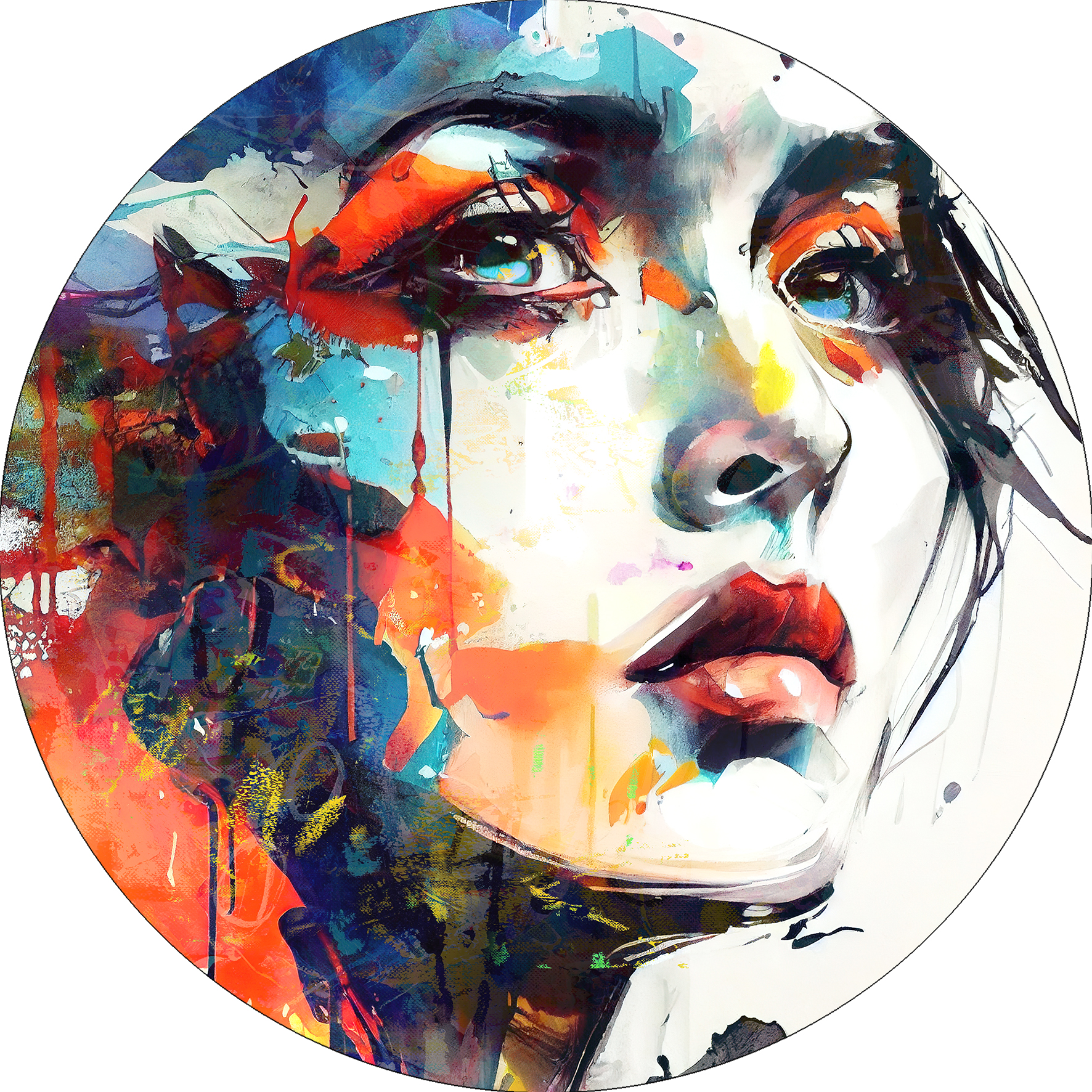 ProArt Alu-Art rund Ø 98cm Colorful Woman Face ProArt Alu-Art rund Ø 98cm Colorful Woman Face
