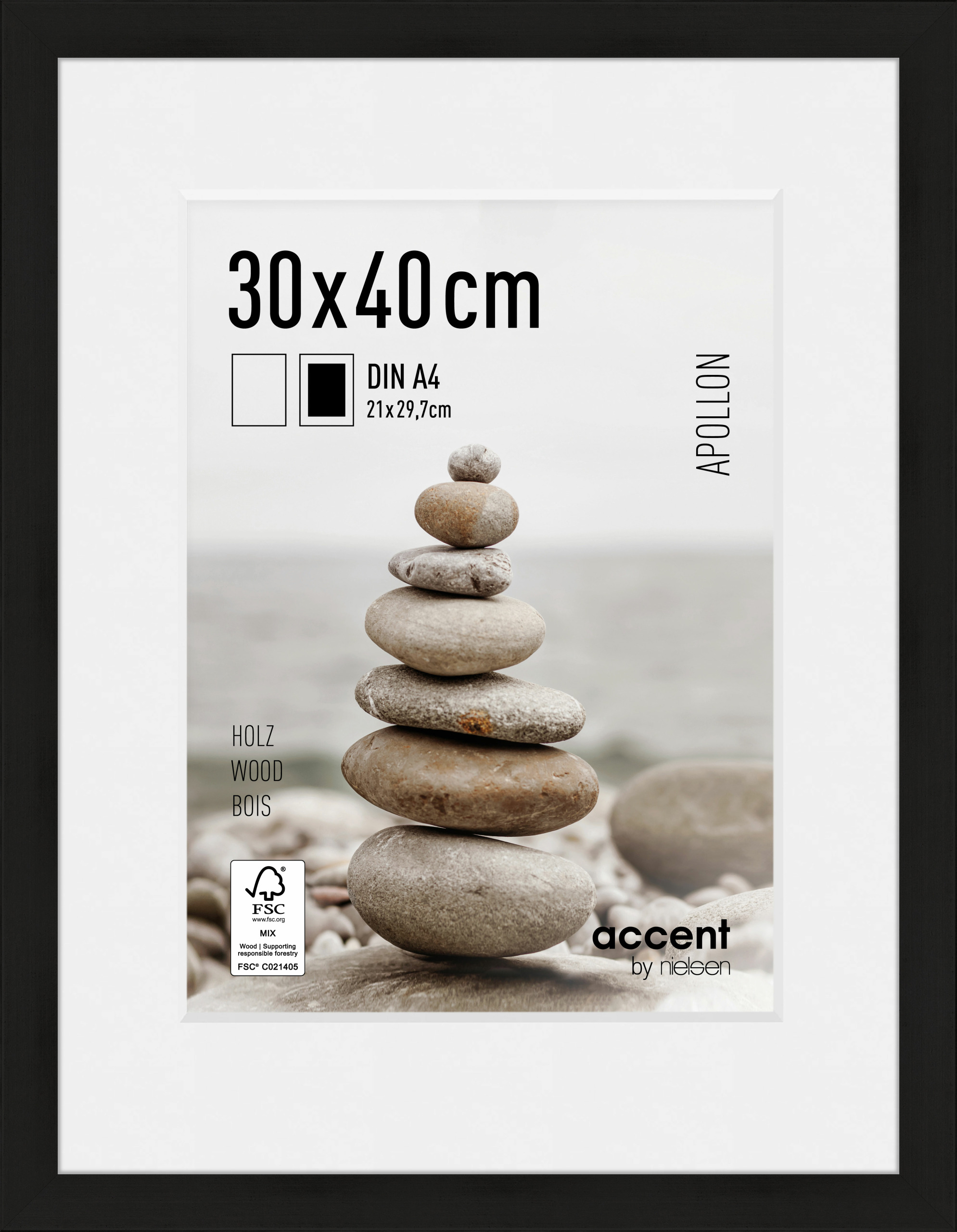 Accent by Nielsen Holz Bilderrahmen Apollon ca. 30x40cm in Farbe Black