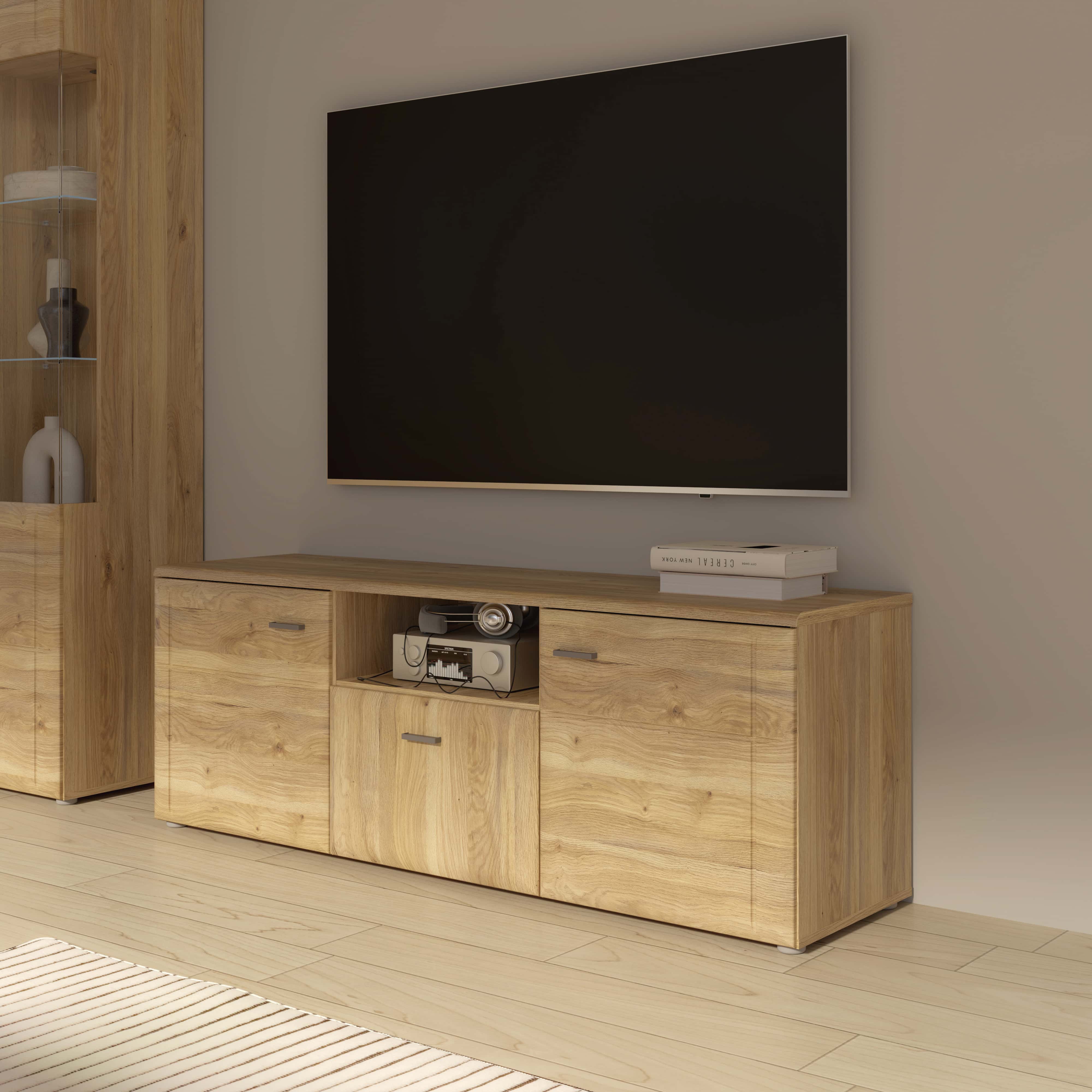 Forte Fabryki Mebli TV-Unterschrank AKINORI ca.B150 H54 T42 cm in D108 Novella Eiche