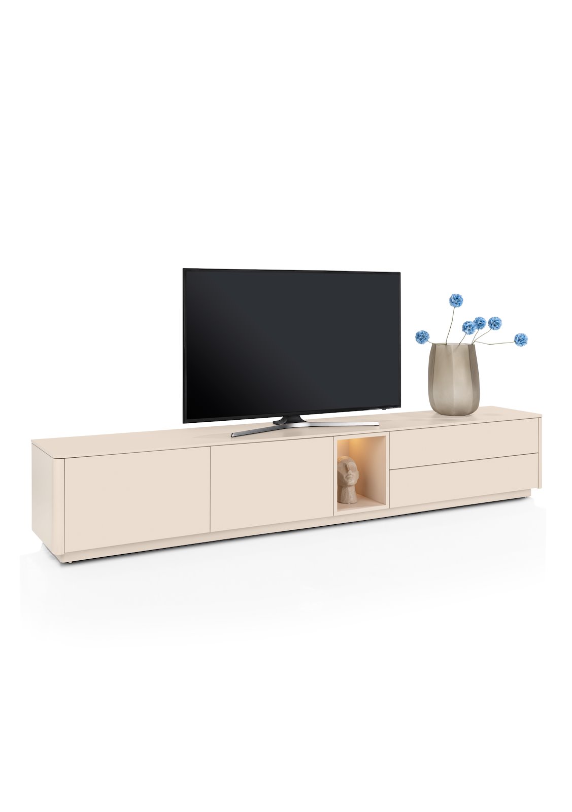 XOOON Lowboard TRENTINO ca. B270 H56 T42 cm in MDF creme lackiert, Lowboard, TV-Konsole, Beige, Schrank mit Ablage, LED-Beleuchtung