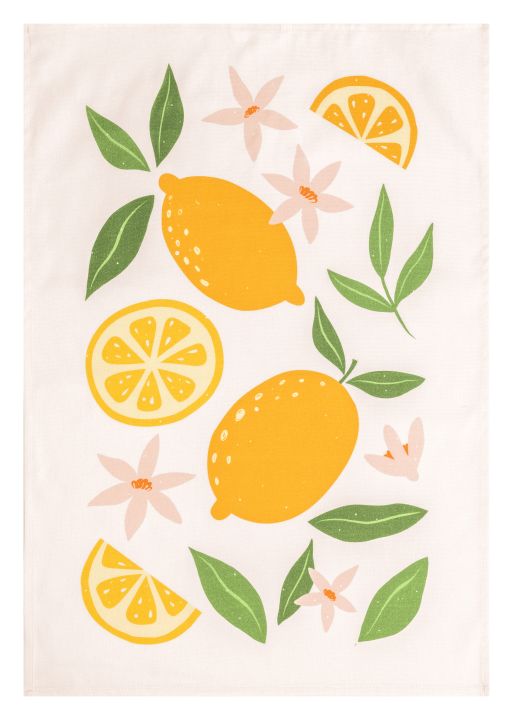 Magma Heimtex Geschirrtuch FRUITS ca. 50x70cm in Farbe Zitrone, Zitrusfrucht, Essen, Obst, Zitrone, Produzieren